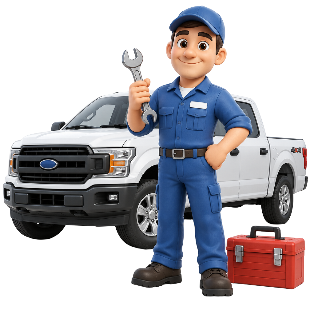 MOVE service partner with tools beside a pickup truck
